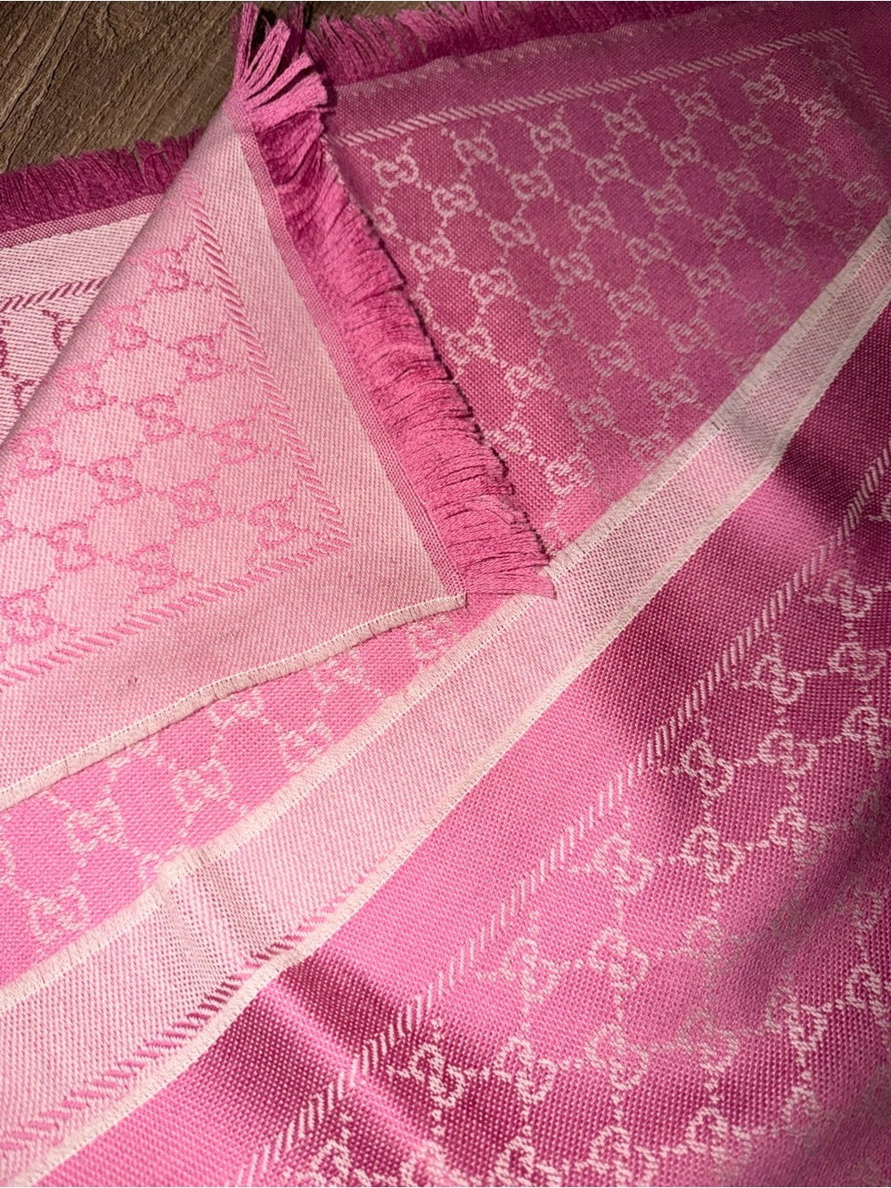 Gucci Pink Monogram Silk-Blend Scarf